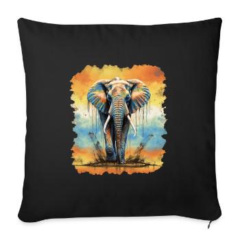 Elefant - Sofakissenbezug 45 x 45 cm - Schwarz - Vorne