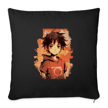 Garçon d’anime - Housse de coussin décorative 45 x 45 cm - noir - Devant