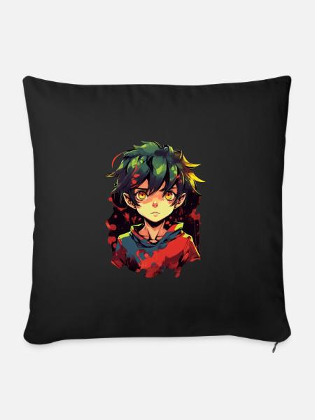 Anime Boy - Sofakissenbezug 45 x 45 cm - Schwarz