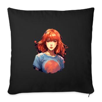 Anime Girl - Sofa pillowcase 17,3'' x 17,3'' (45 x 45 cm) - black - Front
