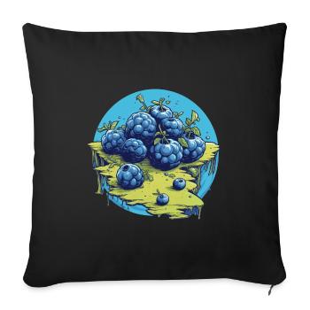 Blaubeere - Sofakissenbezug 45 x 45 cm - Schwarz - Vorne