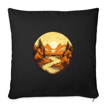 Autumnal landscape - Sofa pillowcase 17,3'' x 17,3'' (45 x 45 cm) - black - Front