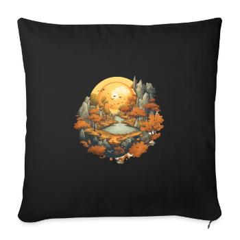 Autumnal landscape - Sofa pillowcase 17,3'' x 17,3'' (45 x 45 cm) - black - Front