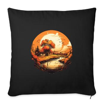 Autumnal landscape - Sofa pillowcase 17,3'' x 17,3'' (45 x 45 cm) - black - Front