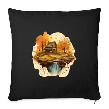 Autumnal landscape - Sofa pillowcase 17,3'' x 17,3'' (45 x 45 cm) - black - Front