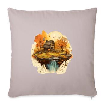Herbstliche Landschaft - Sofakissenbezug 45 x 45 cm - helles Taupe - Vorne
