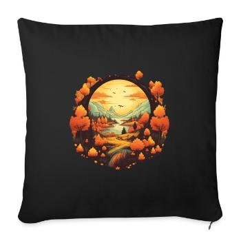 Autumnal landscape - Sofa pillowcase 17,3'' x 17,3'' (45 x 45 cm) - black - Front