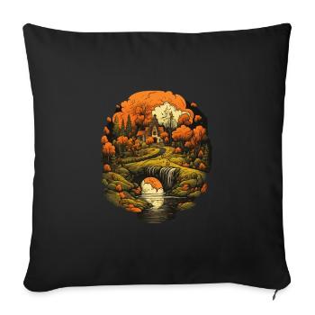 Autumnal landscape - Sofa pillowcase 17,3'' x 17,3'' (45 x 45 cm) - black - Front