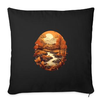 Autumnal landscape - Sofa pillowcase 17,3'' x 17,3'' (45 x 45 cm) - black - Front