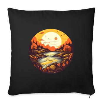 Autumnal landscape - Sofa pillowcase 17,3'' x 17,3'' (45 x 45 cm) - black - Front