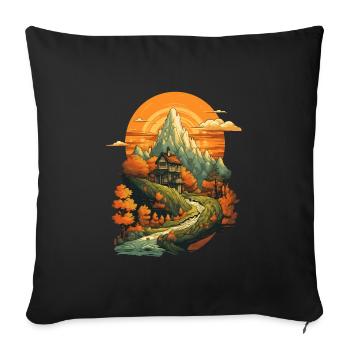 Autumnal landscape - Sofa pillowcase 17,3'' x 17,3'' (45 x 45 cm) - black - Front