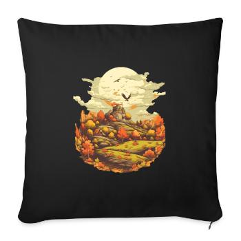 Autumnal landscape - Sofa pillowcase 17,3'' x 17,3'' (45 x 45 cm) - black - Front
