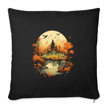 Autumnal landscape - Sofa pillowcase 17,3'' x 17,3'' (45 x 45 cm) - black - Front