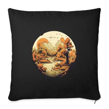 Autumnal landscape - Sofa pillowcase 17,3'' x 17,3'' (45 x 45 cm) - black - Front