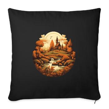 Autumnal landscape - Sofa pillowcase 17,3'' x 17,3'' (45 x 45 cm) - black - Front