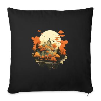 Autumnal landscape - Sofa pillowcase 17,3'' x 17,3'' (45 x 45 cm) - black - Front