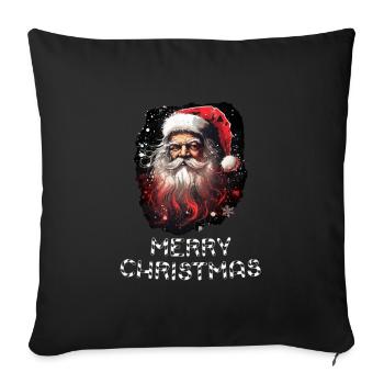 Weihnachtsmann - Marry Christmas - Sofakissenbezug 45 x 45 cm - Schwarz - Vorne