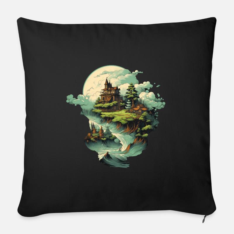 Landschaft - Sofakissenbezug 45 x 45 cm - Schwarz