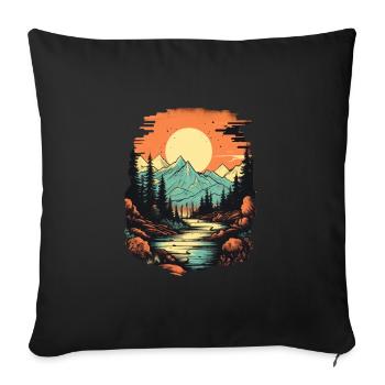 Landschaft - Sofakissenbezug 45 x 45 cm - Schwarz - Vorne