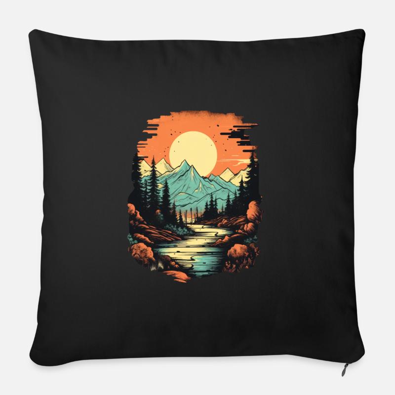 Landschaft - Sofakissenbezug 45 x 45 cm - Schwarz