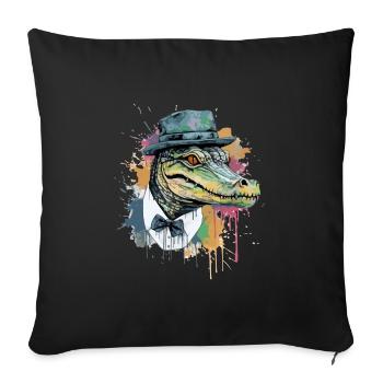 Kifo the crocodile - Sofa pillowcase 17,3'' x 17,3'' (45 x 45 cm) - black - Front