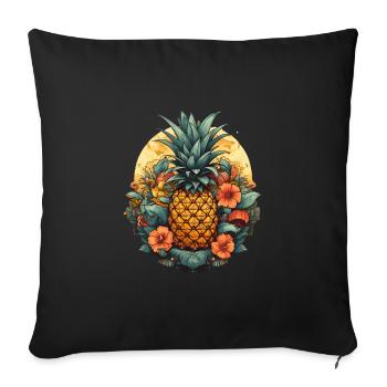 Ananas - Housse de coussin décorative 45 x 45 cm - noir - Devant