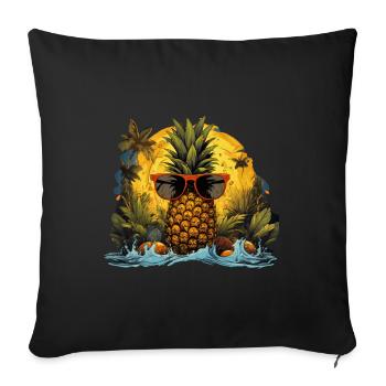 Ananas - Housse de coussin décorative 45 x 45 cm - noir - Devant