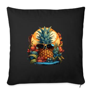 Ananas - Housse de coussin décorative 45 x 45 cm - noir - Devant