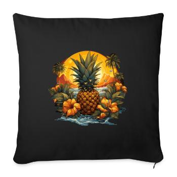 Ananas - Housse de coussin décorative 45 x 45 cm - noir - Devant
