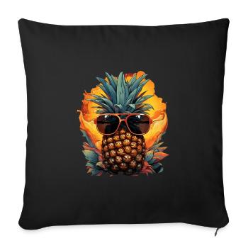 Ananas - Housse de coussin décorative 45 x 45 cm - noir - Devant