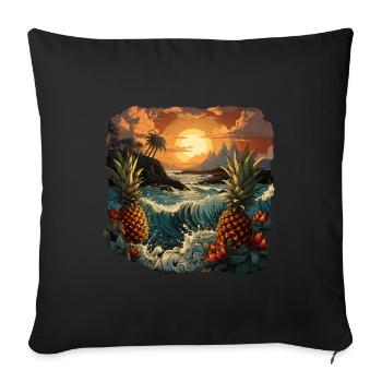 Ananas - Housse de coussin décorative 45 x 45 cm - noir - Devant