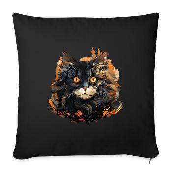 Katze - Sofakissenbezug 45 x 45 cm - Schwarz - Vorne
