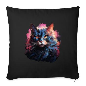 Cat - Sofa pillowcase 17,3'' x 17,3'' (45 x 45 cm) - black - Front