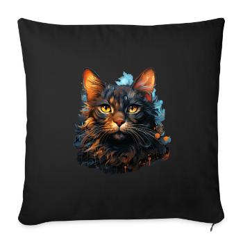 Katze - Sofakissenbezug 45 x 45 cm - Schwarz - Vorne