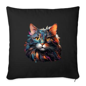 Cat - Sofa pillowcase 17,3'' x 17,3'' (45 x 45 cm) - black - Front