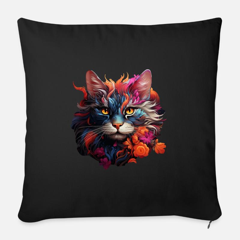 Chat - Housse de coussin décorative 45 x 45 cm - noir