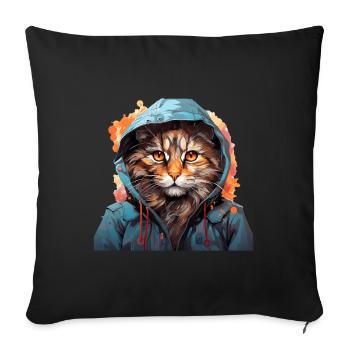 Cat - Sofa pillowcase 17,3'' x 17,3'' (45 x 45 cm) - black - Front