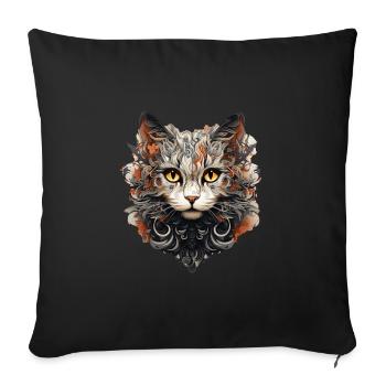Katze - Sofakissenbezug 45 x 45 cm - Schwarz - Vorne