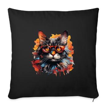 Katze - Sofakissenbezug 45 x 45 cm - Schwarz - Vorne