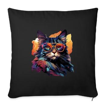 Cat - Sofa pillowcase 17,3'' x 17,3'' (45 x 45 cm) - black - Front