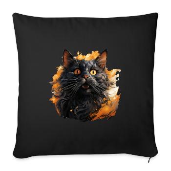 Katze - Sofakissenbezug 45 x 45 cm - Schwarz - Vorne
