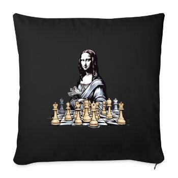 Mona at the No. 2 Chess Club - Sofa pillowcase 17,3'' x 17,3'' (45 x 45 cm) - black - Front