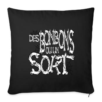 Des bonbons ou un sort thème horreur osseux - Housse de coussin décorative 45 x 45 cm - noir - Devant