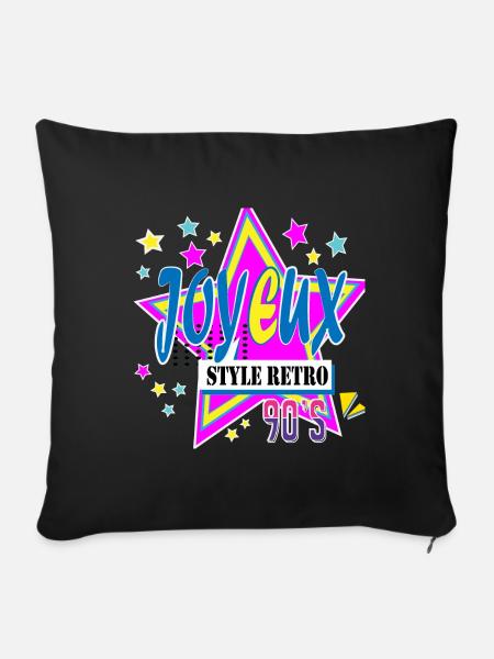 Freude im Retro-90er-Stil - Sofakissenbezug 45 x 45 cm - Schwarz