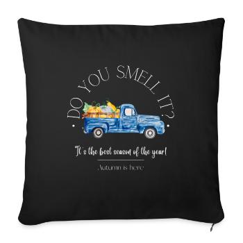Voiture bleue d’automne automnale - Housse de coussin décorative 45 x 45 cm - noir - Devant