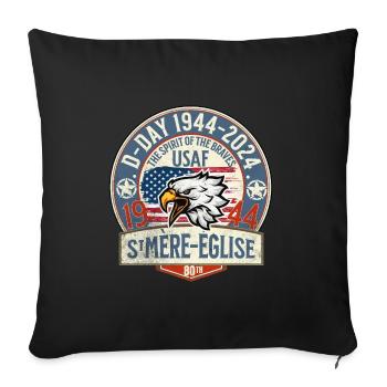 D DAY 1944 2024 St Mère Eglise Airborne 2 - Housse de coussin décorative 45 x 45 cm - noir - Devant