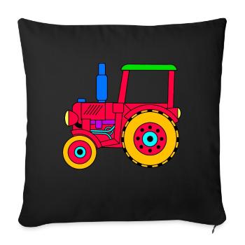 Roter Traktor für Jungen und Mädchen - Sofakissenbezug 45 x 45 cm - Schwarz - Vorne
