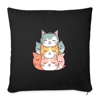 Cat - Kawaii Style - Sofa pillowcase 17,3'' x 17,3'' (45 x 45 cm) - black - Front