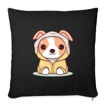 Dog - Kawaii Style - Sofa pillowcase 17,3'' x 17,3'' (45 x 45 cm) - black - Front