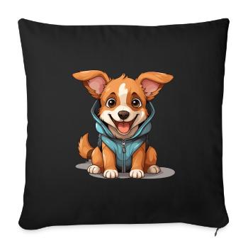 Dog - Kawaii Style - Sofa pillowcase 17,3'' x 17,3'' (45 x 45 cm) - black - Front